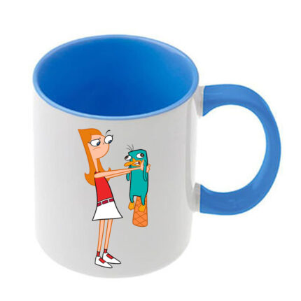Κούπα Phineas and Ferb με γαλάζια λαβή και εσωτερικό