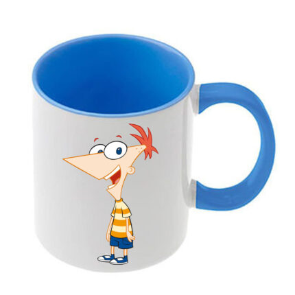 Κούπα Phineas and Ferb με γαλάζια λαβή και εσωτερικό