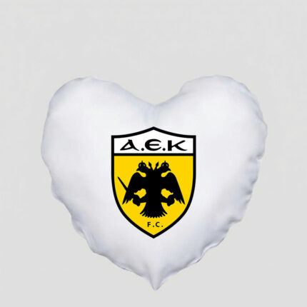 Μαξιλάρι Καρδιά σε διάσταση 41x39cm ΑΕΚ Λευκό
